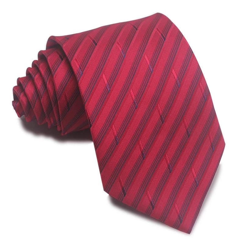 Men's 8CM Polyester Jacquard Striped Ties by GJG Denim