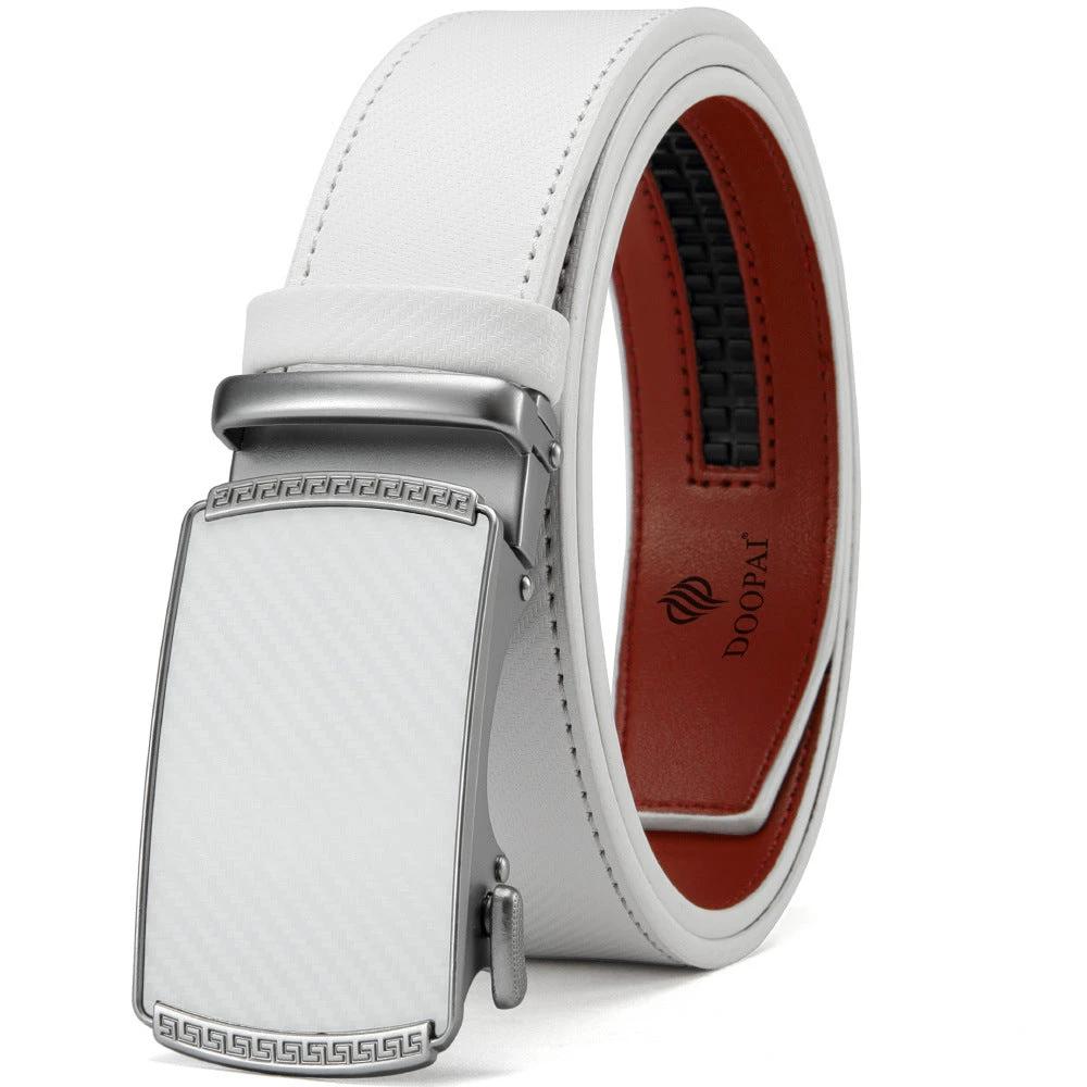 Men's Leather Belt w/ Alloy Automatic Buckle by GJG Denim