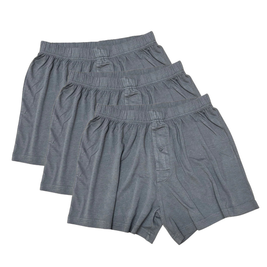 Men's Bamboo Viscose/Cotton Boxer Style Underwear Charcoal Grey Color - 3-pack by Spun Bamboo