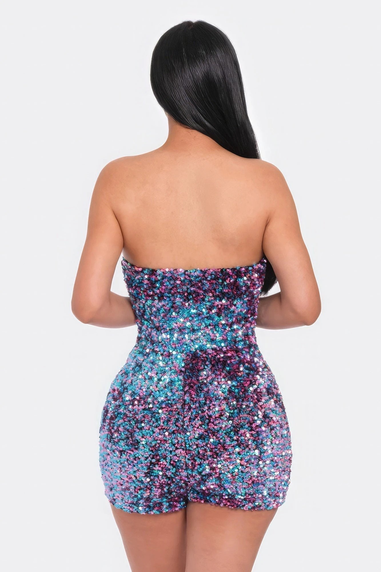 Multi Sequins Tube Top Romper by VYSN