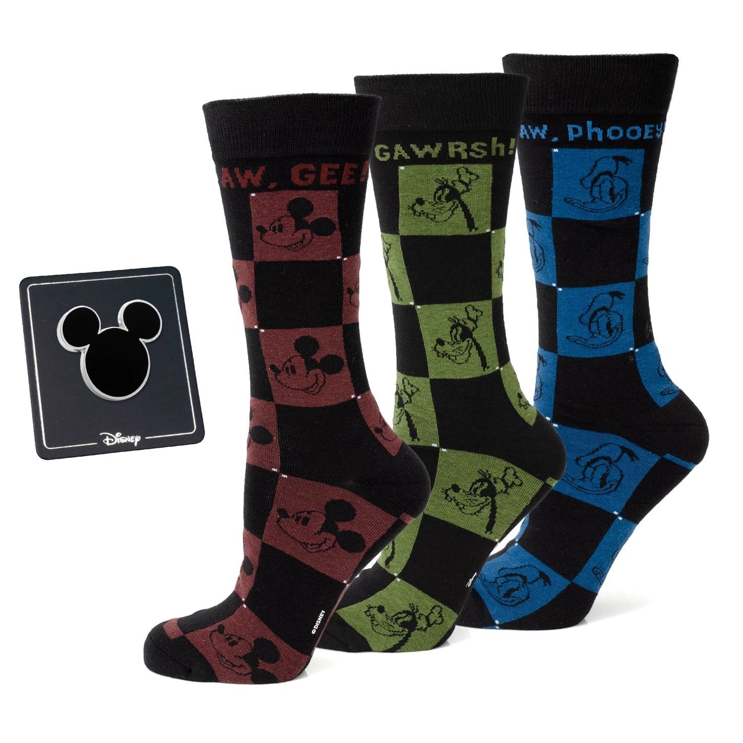 Disney Mickey and Friends Checkered Black Gift Set by Cufflinks.com