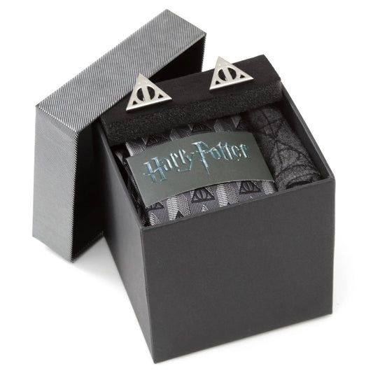 Harry Potter Deathly Hallows Gray Necktie Gift Set by Cufflinks.com