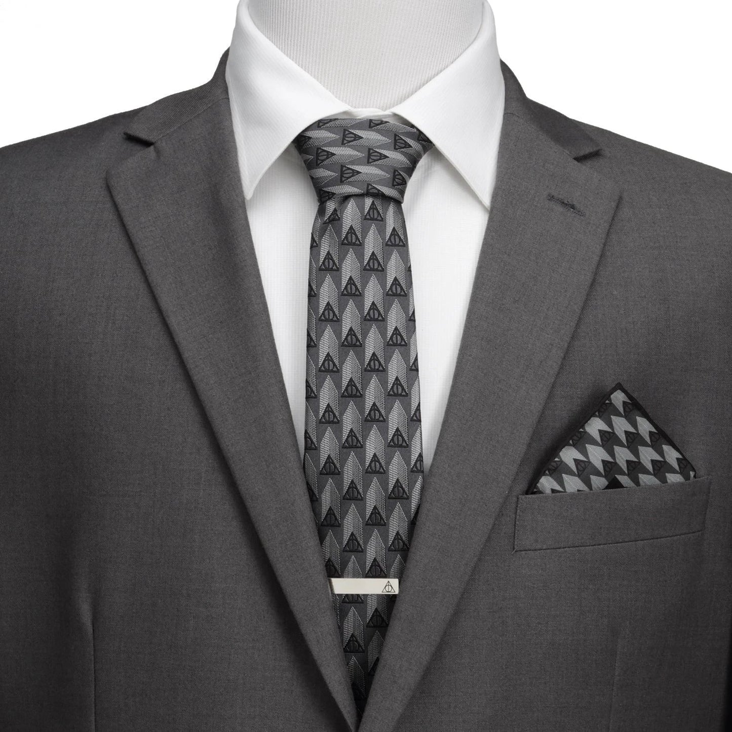 Harry Potter Deathly Hallows Gray Necktie Gift Set by Cufflinks.com