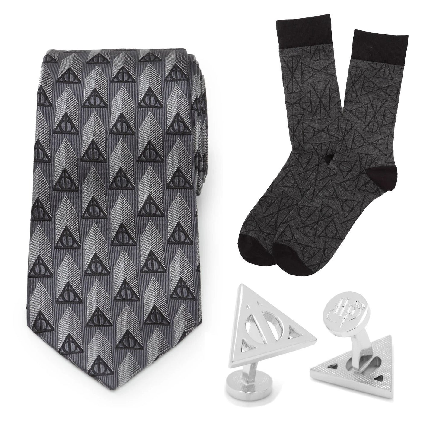 Harry Potter Deathly Hallows Gray Necktie Gift Set by Cufflinks.com