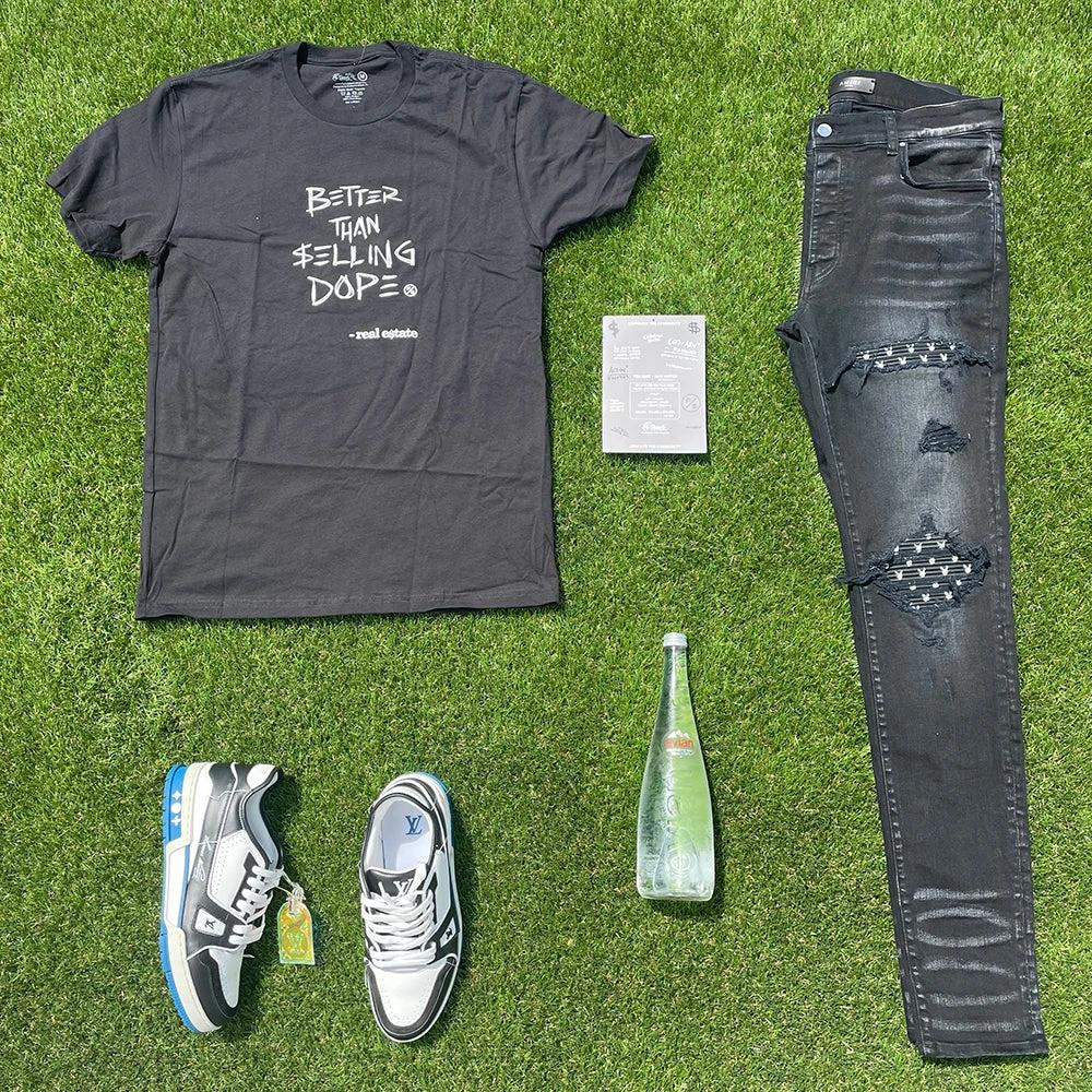 Better Than Selling Dope - Real Estate (Black Tee) by Fly Supply Co
