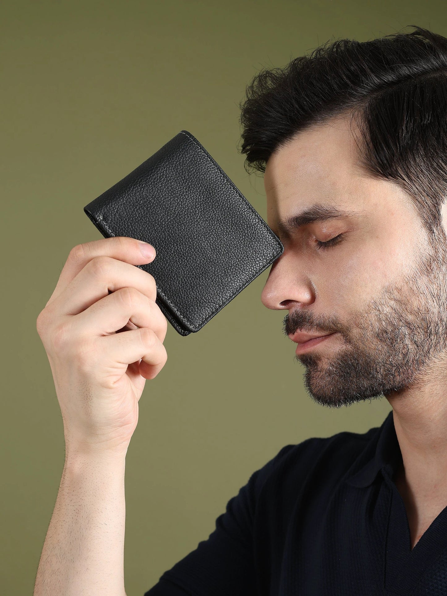 Black Textured Leather Mens Wallet by Classy Leather Bags