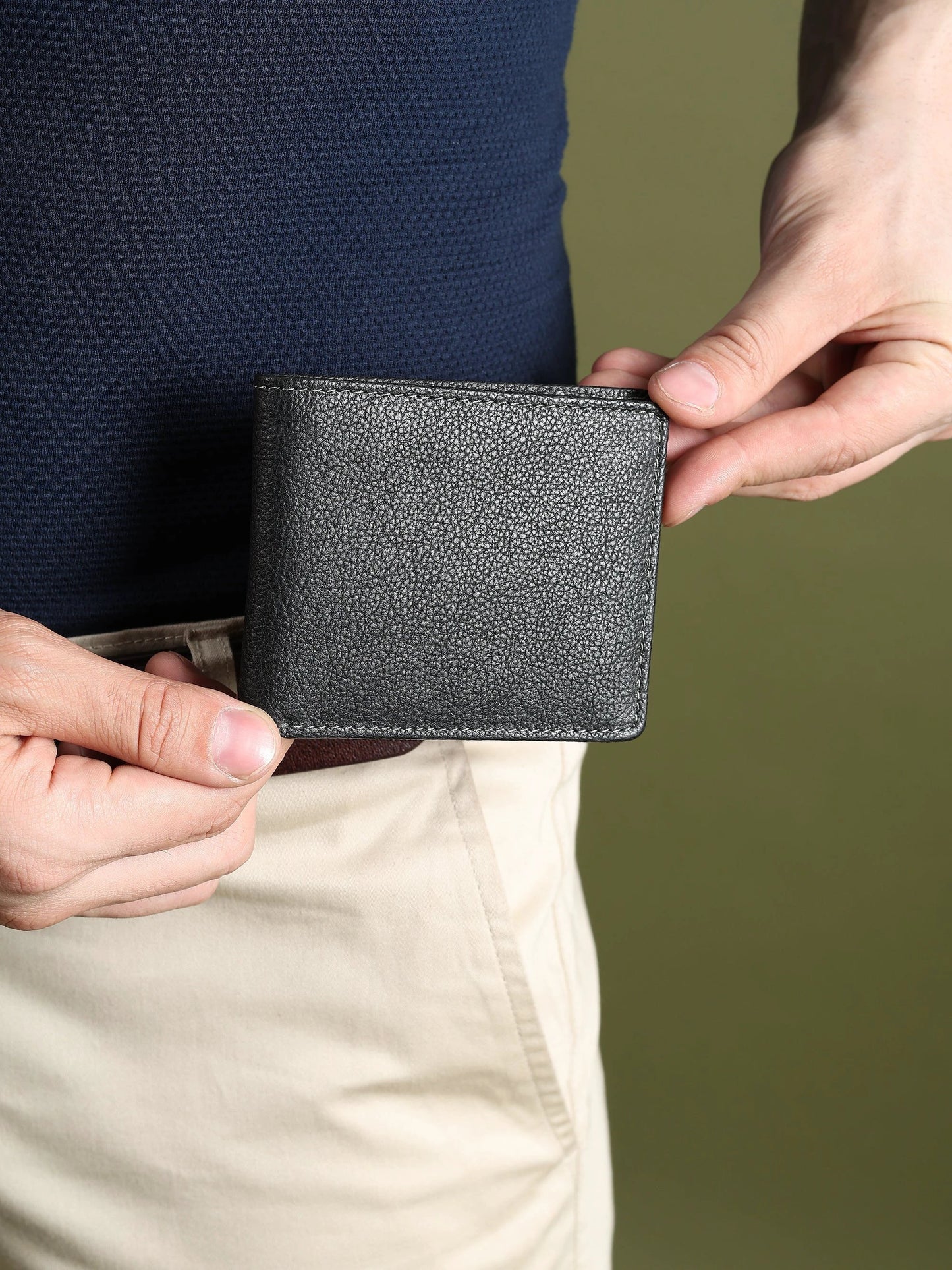 Black Textured Leather Mens Wallet by Classy Leather Bags