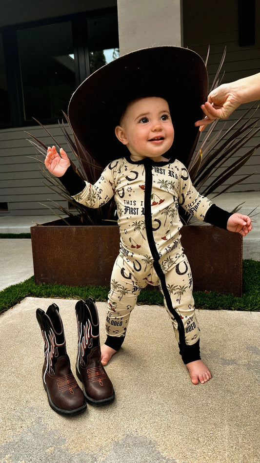 This Is My First Rodeo Baby Bamboo Zippy by Jagger + Cash