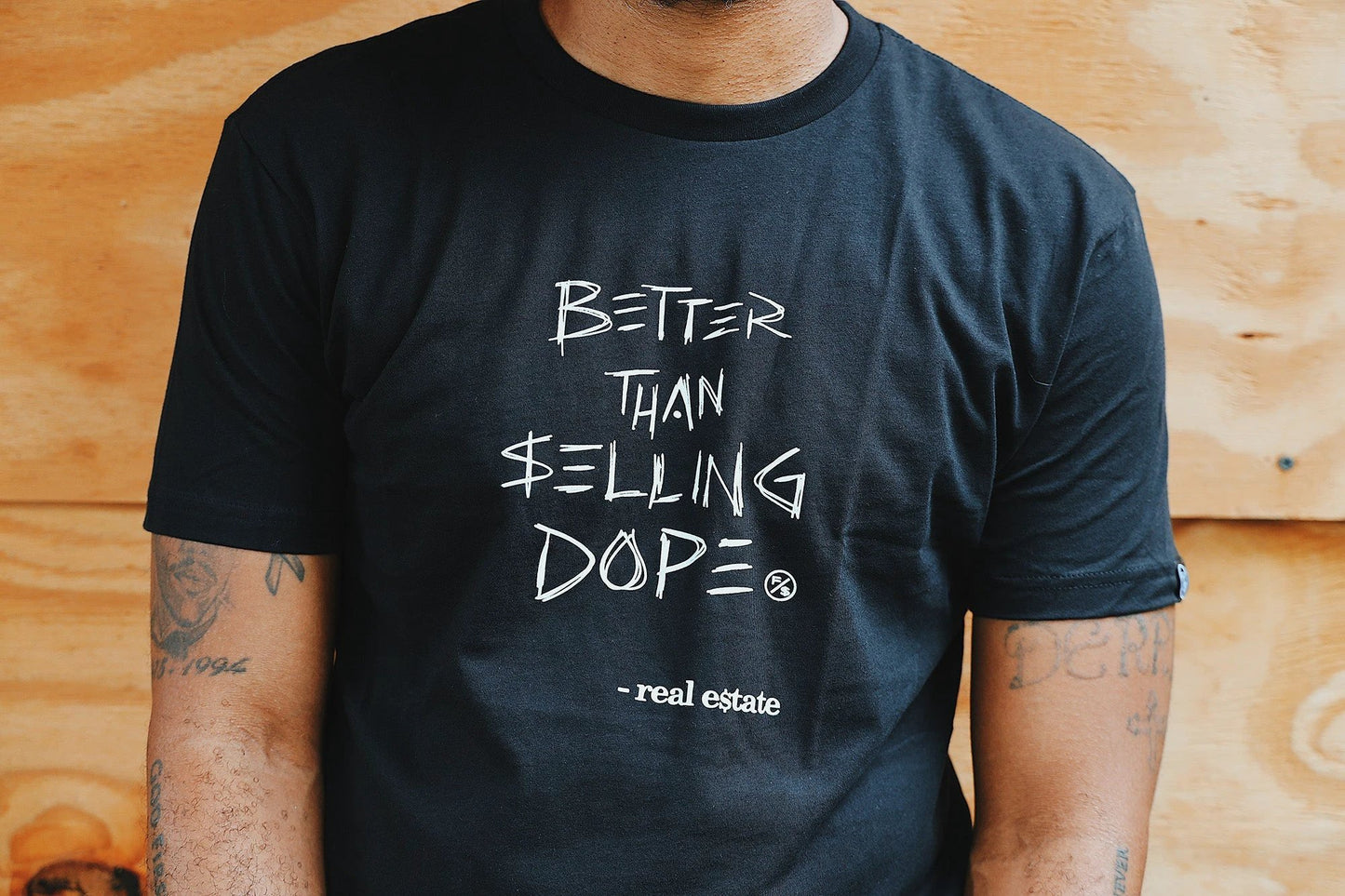 Better Than Selling Dope - Real Estate (Black Tee) by Fly Supply Co