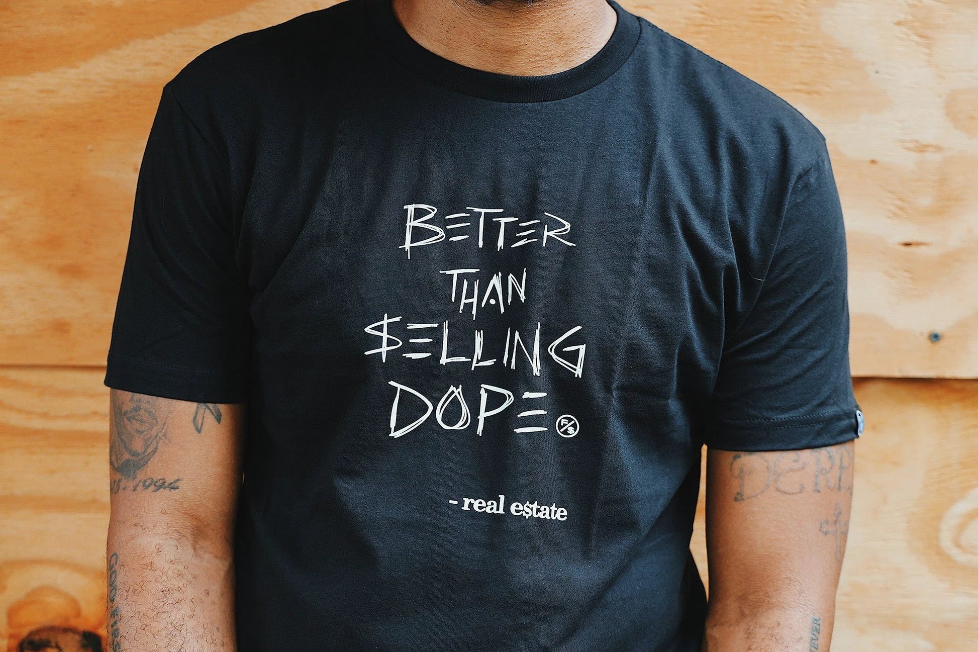 Better Than Selling Dope - Real Estate (Black Tee) by Fly Supply Co