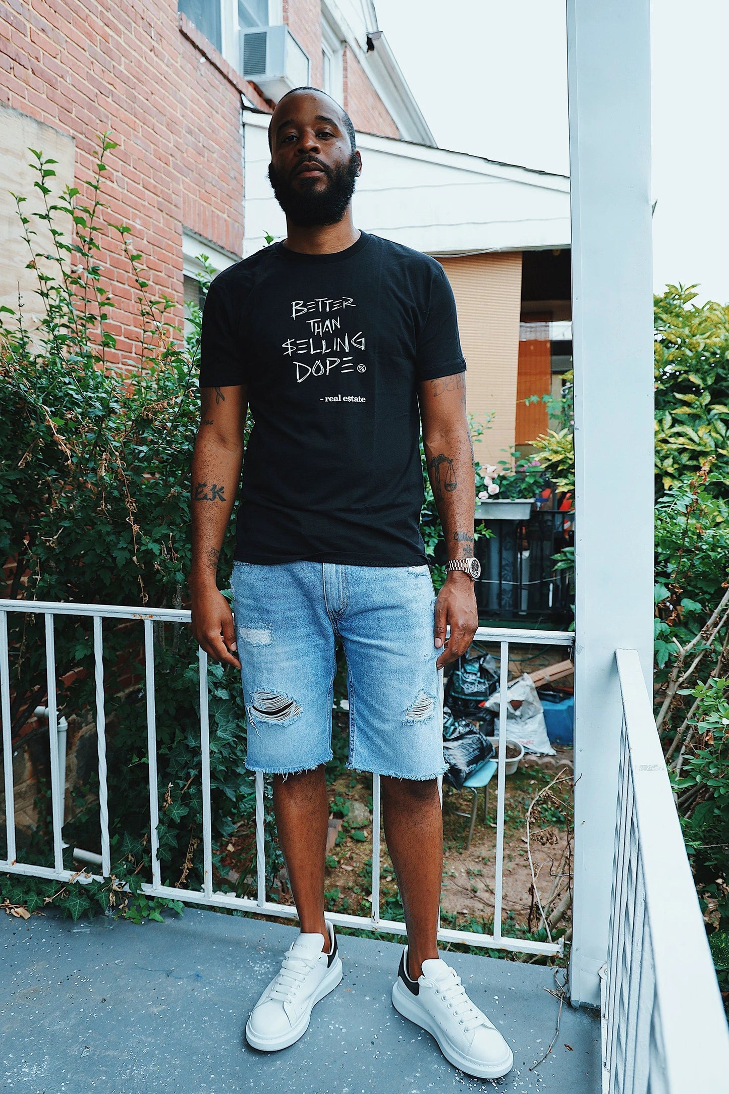 Better Than Selling Dope - Real Estate (Black Tee) by Fly Supply Co