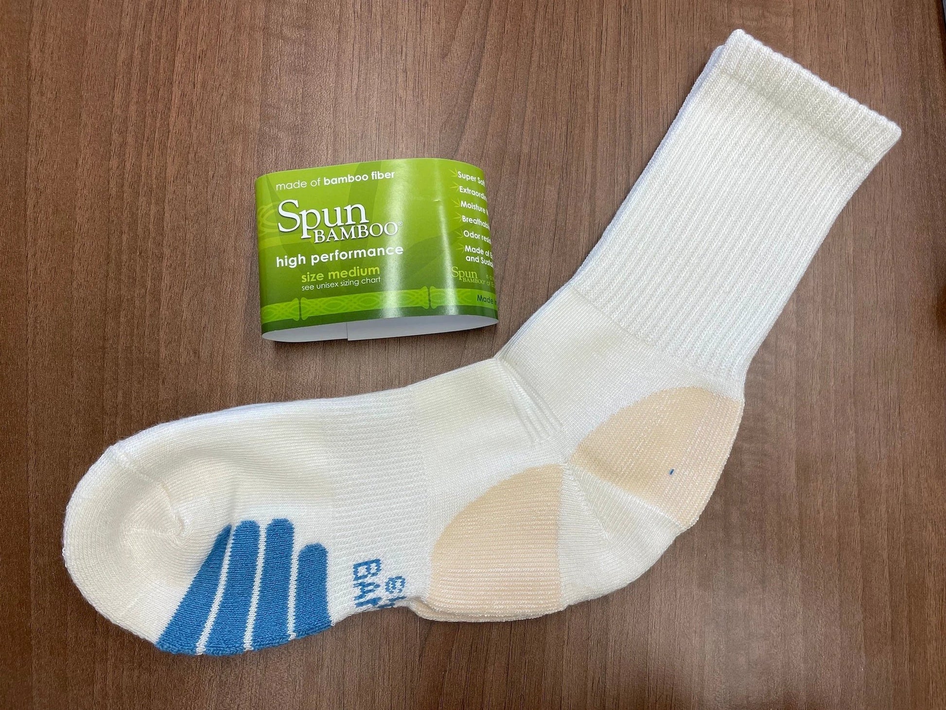 High Performance Crew Bamboo Viscose Socks Unisex White Color - 12-pack by Spun Bamboo