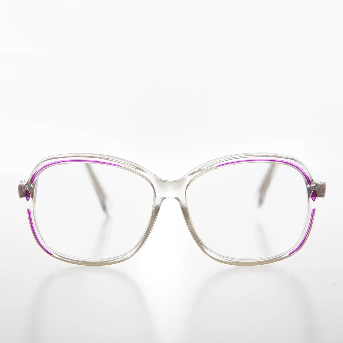 Clear Women's Retro Reading Glasses with Color Accents - Kara by Sunglass Museum