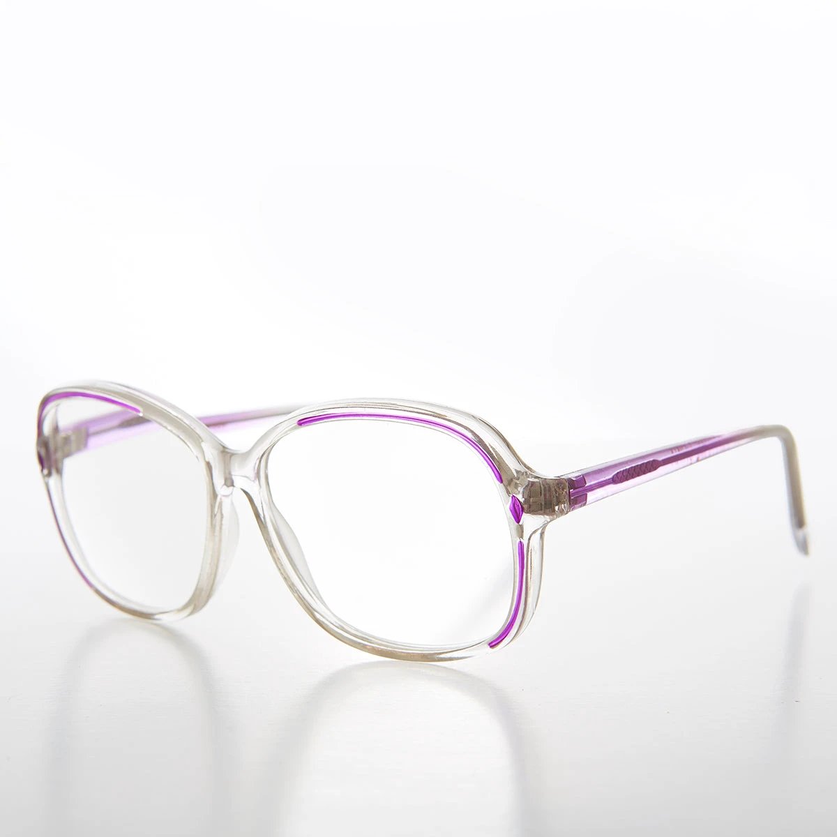 Clear Women's Retro Reading Glasses with Color Accents - Kara by Sunglass Museum