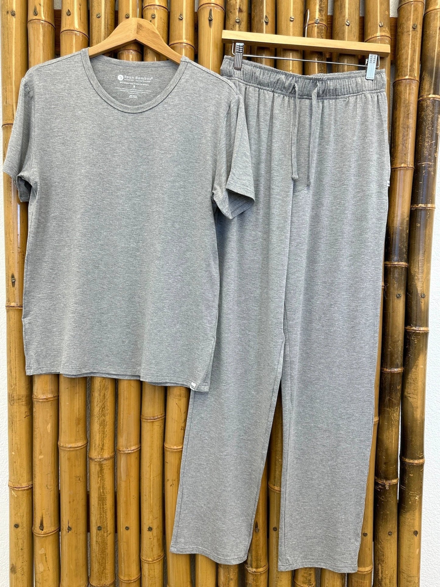 Men's Soft Bamboo Lounge Pajama Set - Short Sleeve Top & Pants 32" inseam by Spun Bamboo