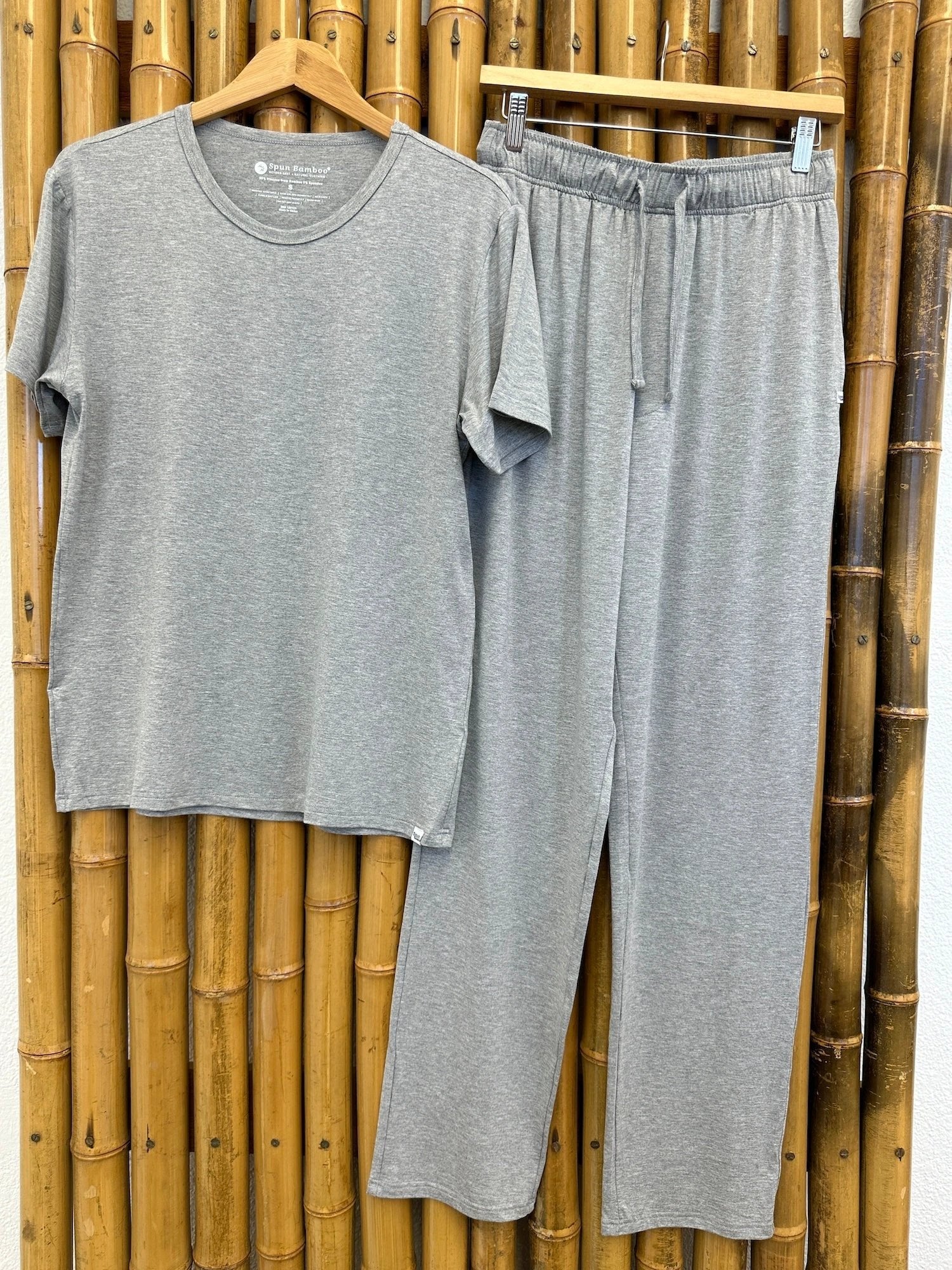 Men's Soft Bamboo Lounge Pajama Set - Short Sleeve Top & Pants 32" inseam by Spun Bamboo