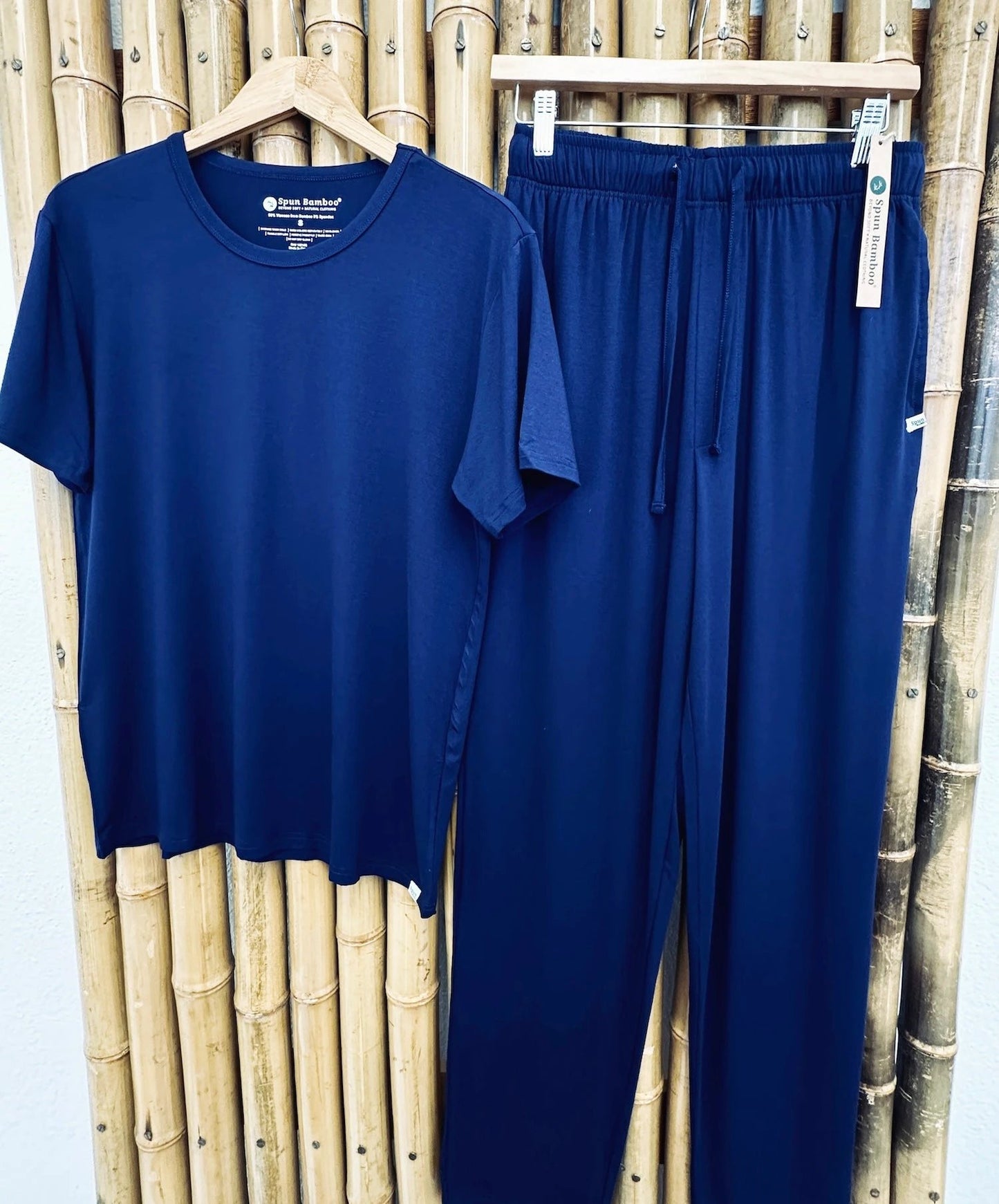 Men's Soft Bamboo Lounge Pajama Set - Short Sleeve Top & Pants 32" inseam by Spun Bamboo
