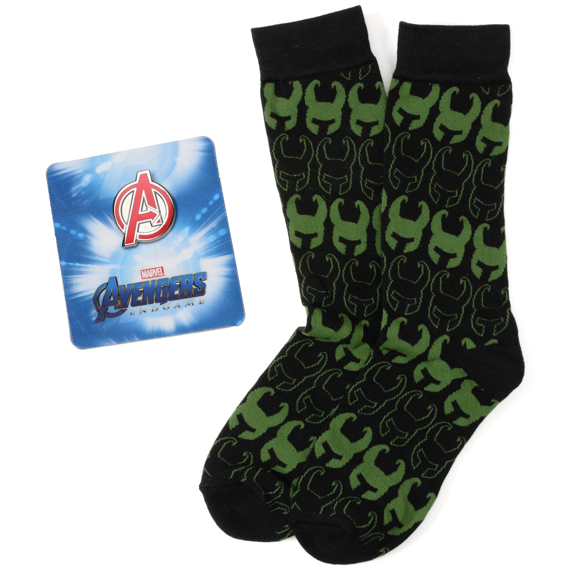 Marvel Avengers Loki Pattern Green and Black Gift Set by Cufflinks.com