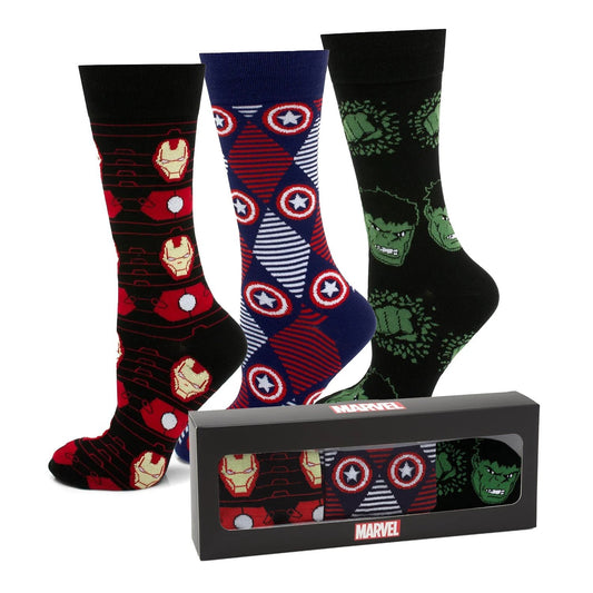 Marvel Avengers Favorites 3 Pair Socks and Lapel Pin Gift Set by Cufflinks.com