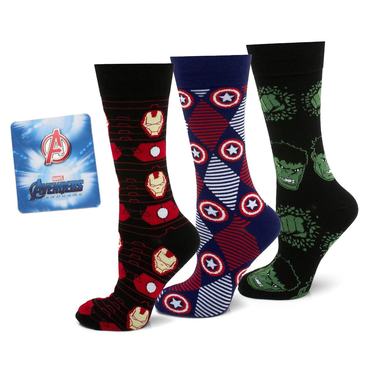 Marvel Avengers Favorites 3 Pair Socks and Lapel Pin Gift Set by Cufflinks.com