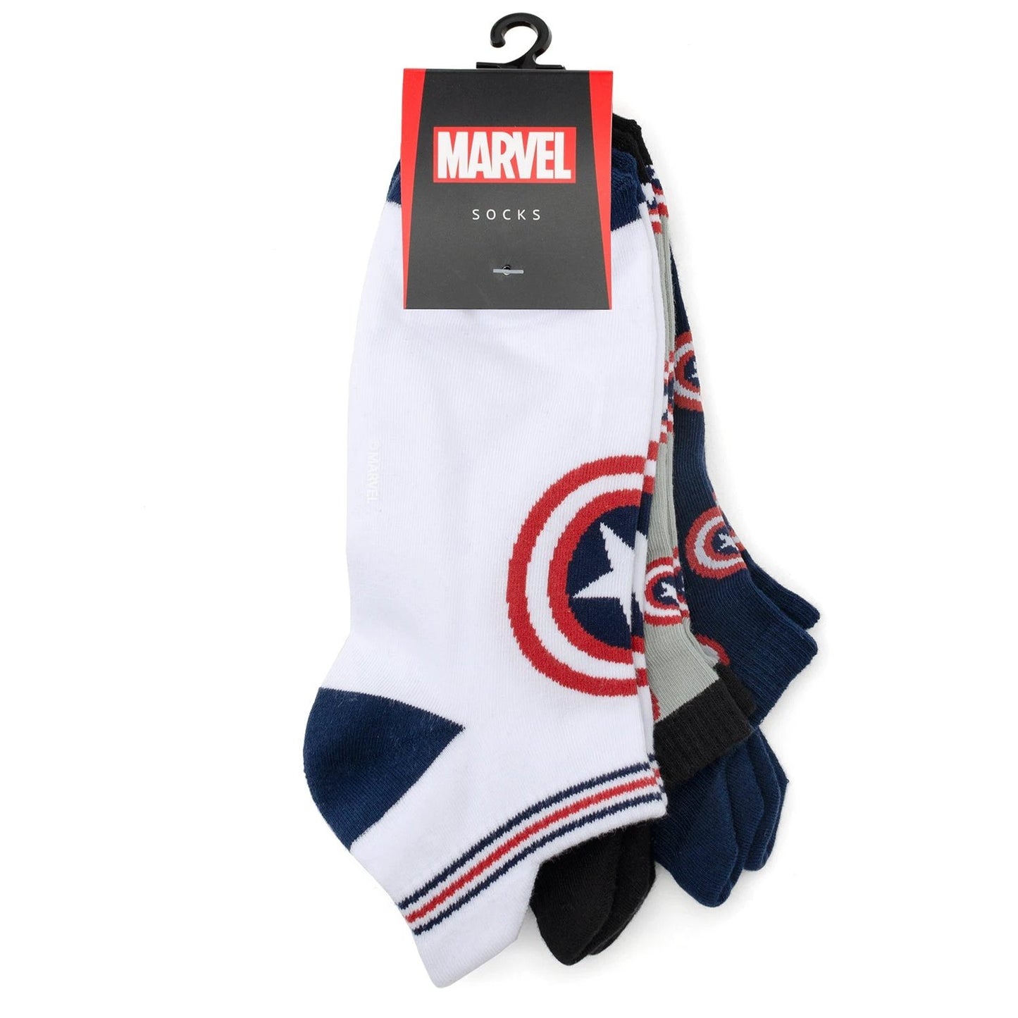 Marvel Captain America Ankle Socks 3-Pack and Lapel Pin Gift Set by Cufflinks.com