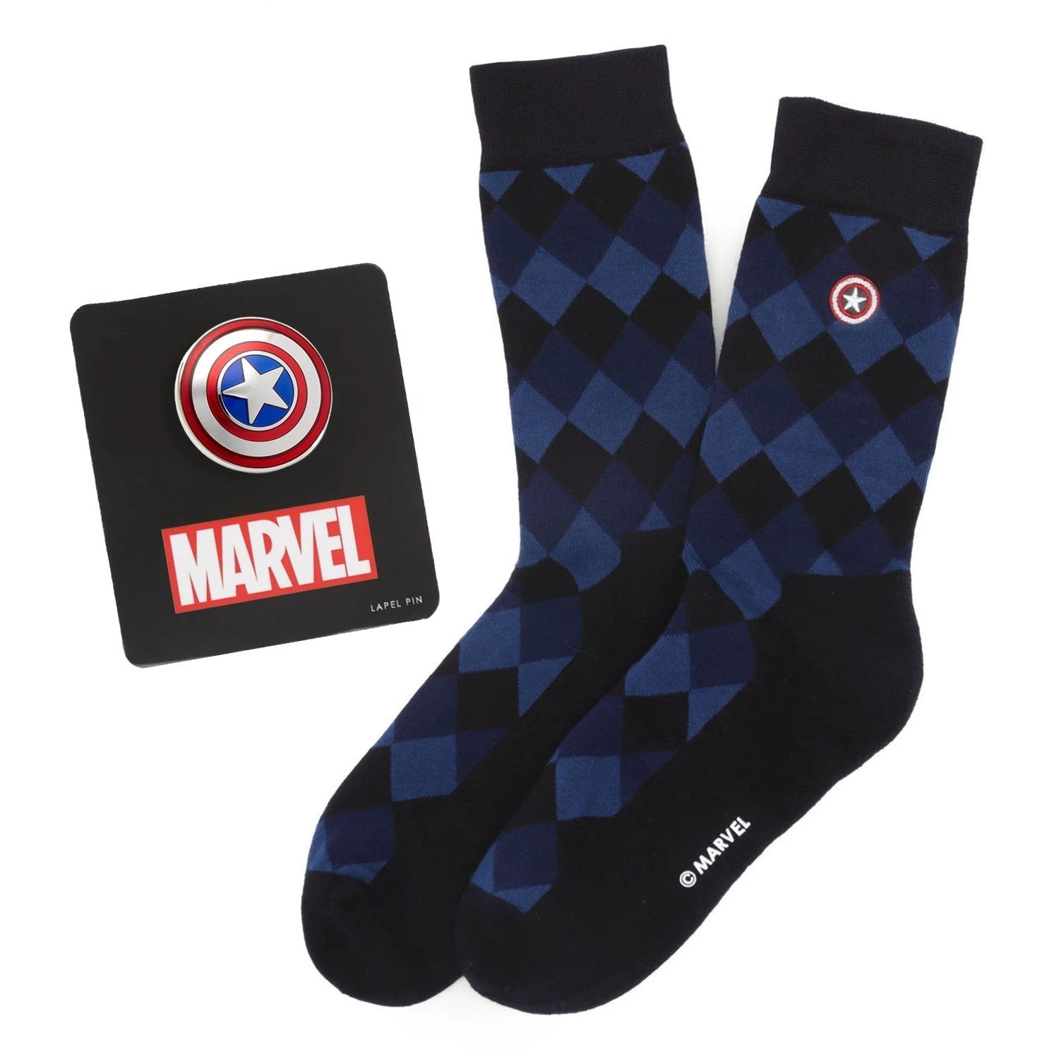 Marvel Captain America Argyle Blue Gift Set by Cufflinks.com