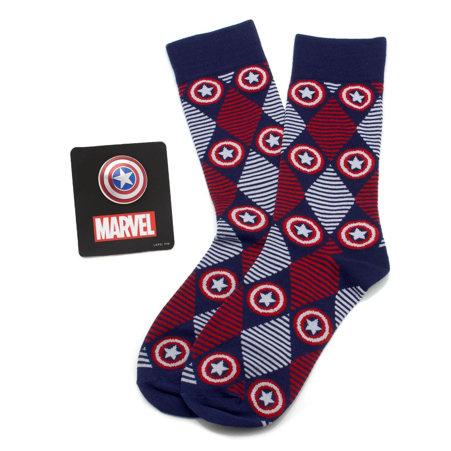 Marvel Captain America Navy Argyle Stripe Gift Set by Cufflinks.com