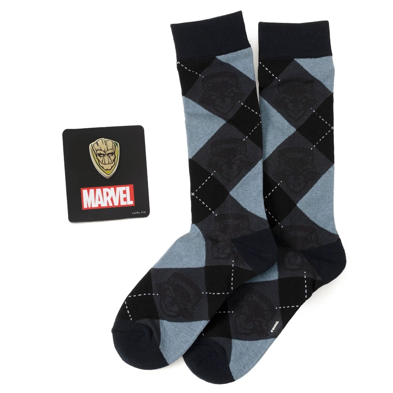 Marvel Guardians of the Galaxy Groot Rocket Argyle Blue Gift Set by Cufflinks.com