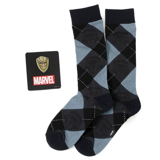 Marvel Guardians of the Galaxy Groot Rocket Argyle Blue Gift Set by Cufflinks.com