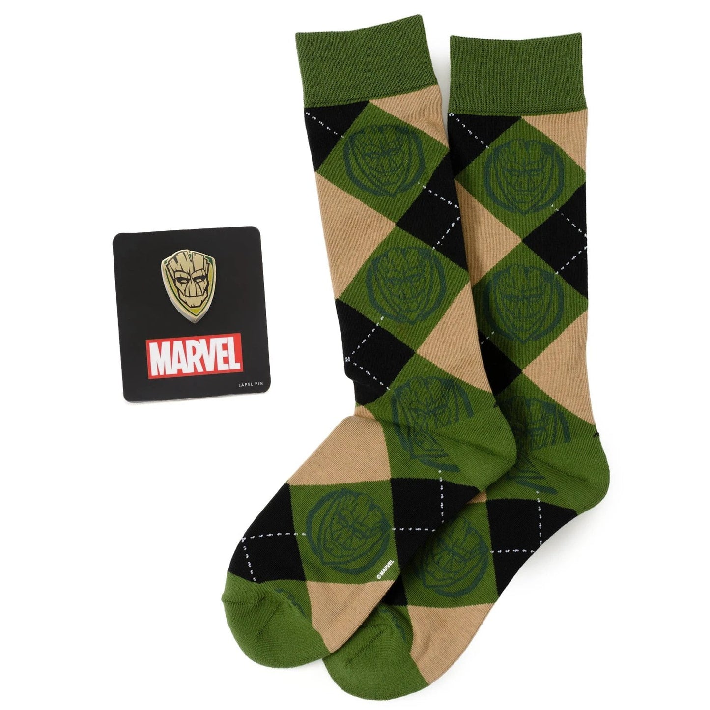 Marvel Guardians of the Galaxy Groot Argyle Green Gift Set by Cufflinks.com