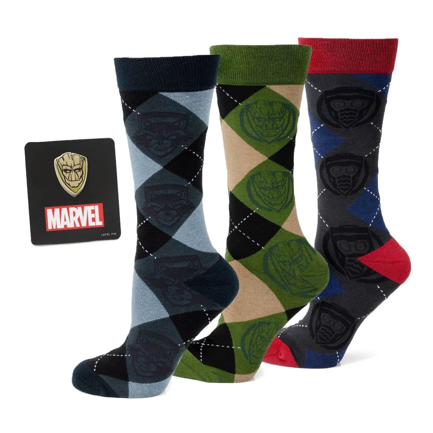 Marvel Guardians of the Galaxy Argyle 3 Sock Pack Gift Set by Cufflinks.com