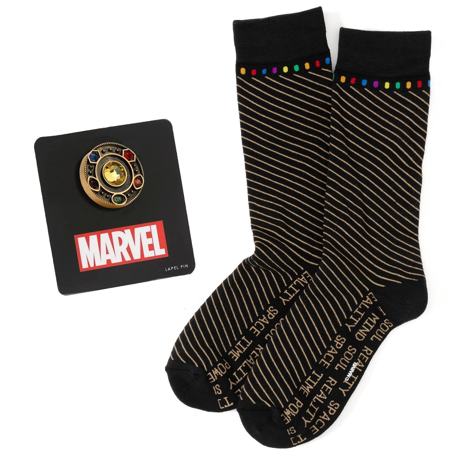 Marvel Avengers Infinity Stone Stripe Black Gift Set by Cufflinks.com