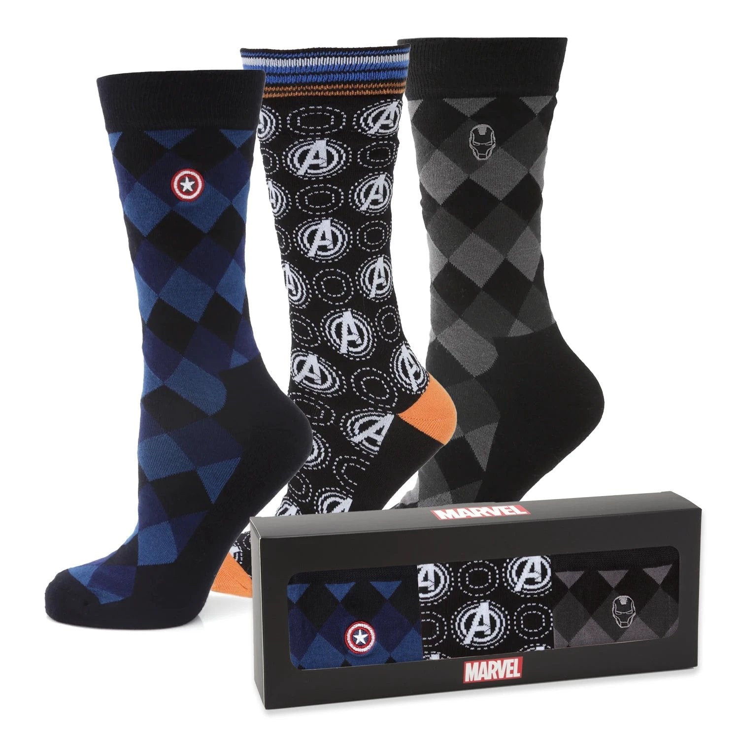 Marvel Argyle 3 Socks Pack and Lapel Pin Gift Set by Cufflinks.com