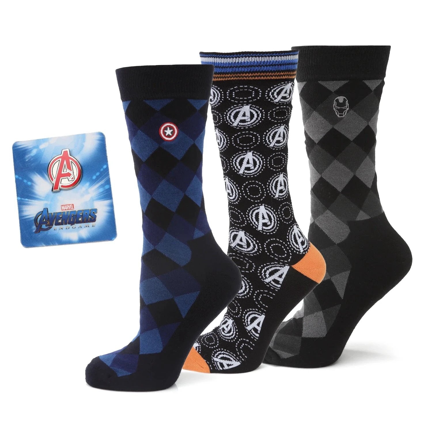 Marvel Argyle 3 Socks Pack and Lapel Pin Gift Set by Cufflinks.com