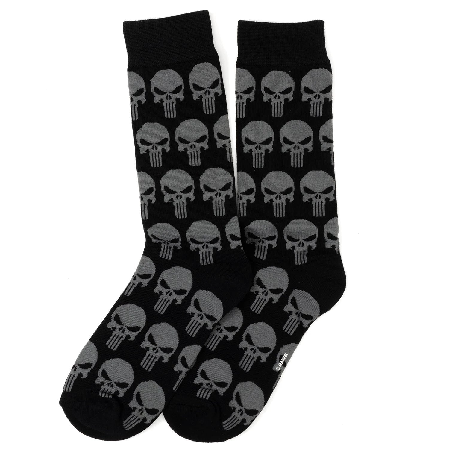 Marvel Punisher Black Socks and Silver Lapel Pin Gift Set by Cufflinks.com