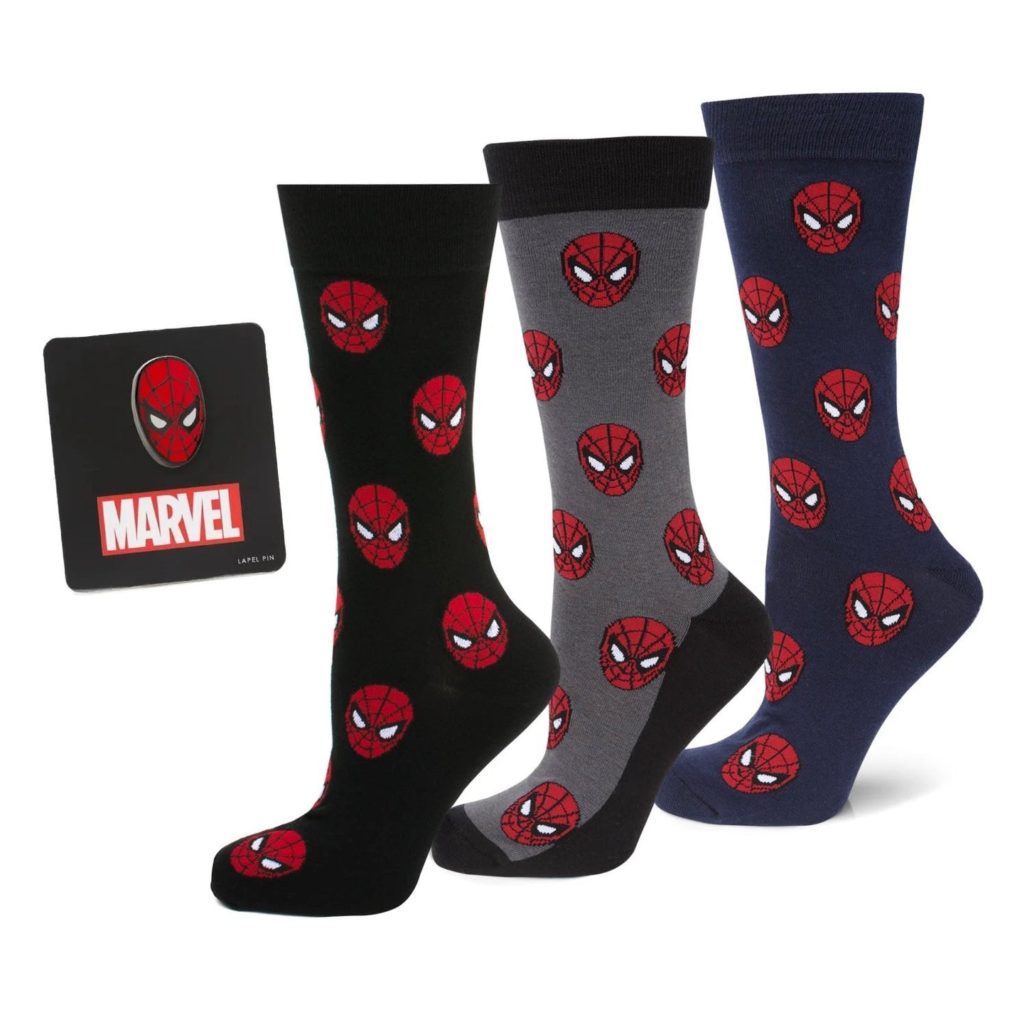 Marvel Spider-Man 3 Pack Socks and Lapel Pin Gift Set by Cufflinks.com