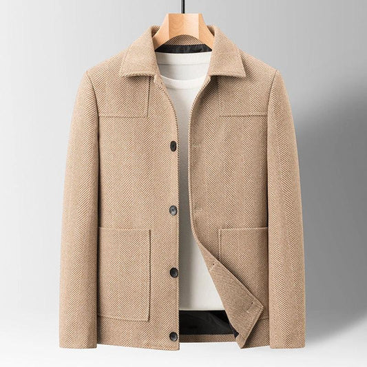 Men's Slim Lapel Wool Jacket by GJG Denim