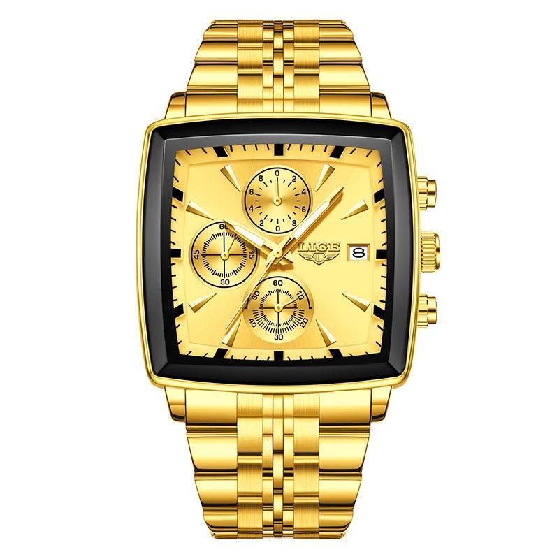 Men's Large Dial Square Watch by GJG Denim