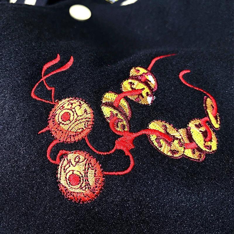 Men's Chinese-style Heavy-duty Embroidered Jacket by GJG Denim