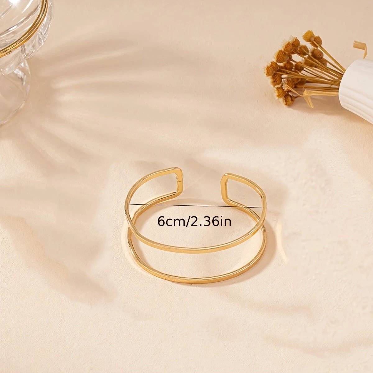Double-layer Hollow Gold Bangle Bracelet Ladies by GJG Denim