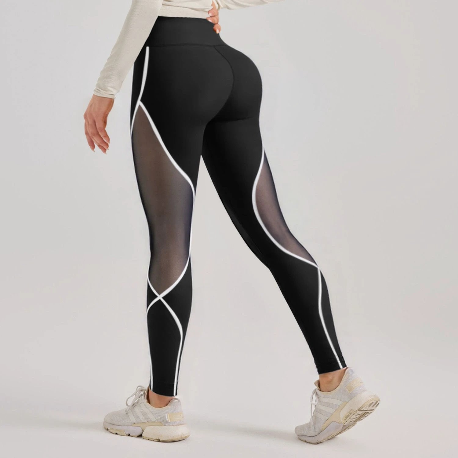 High Waist Yoga Pants Mesh Panels by GJG Denim