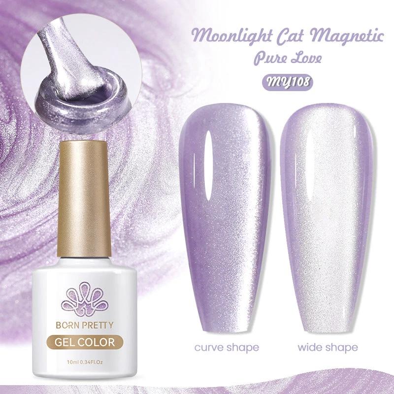 Mirror Porcelain White Cat's Eye White Moonlight Gel Nail Polish by GJG Denim