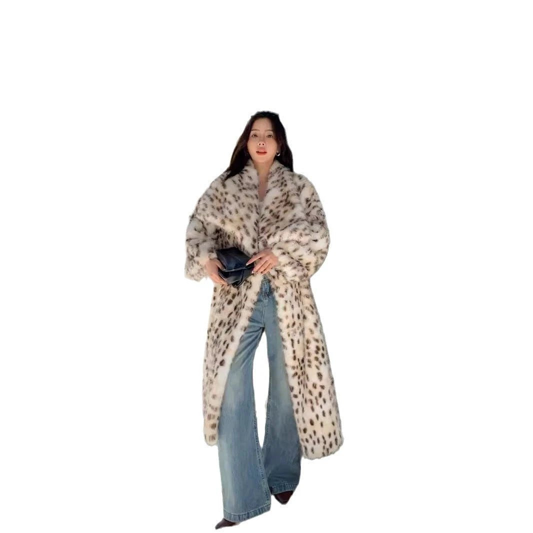 Korean Weaving Lapel Ruffled Fur Trench Coat by GJG Denim