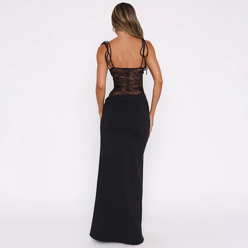 Y2K Lace Suspender Dress Fashion Sexy Lace Long Dresses Party Evening Club Beach Clothing For Women by GJG Denim