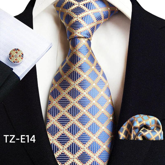 Men's Paisley Tie Square Scarf Pocket Square Cufflinks Three-piece Set by GJG Denim