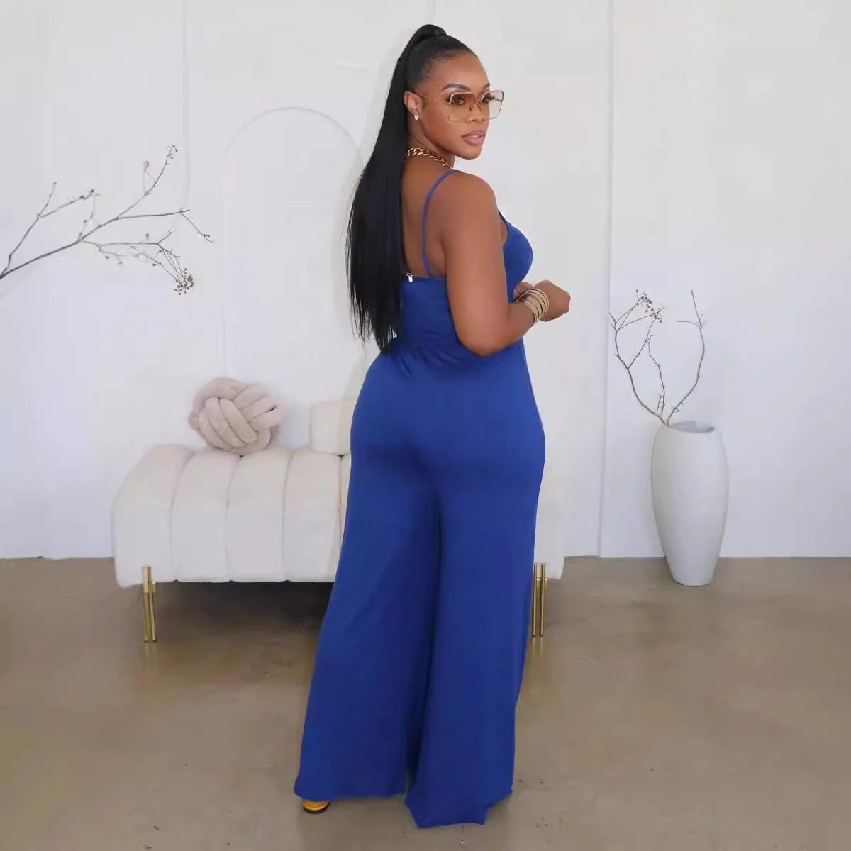 Sexy European And American Solid Color Sling One-piece by GJG Denim