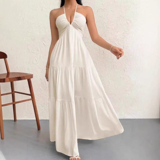 Halter Flowy Maxi Dress Tie back by GJG Denim