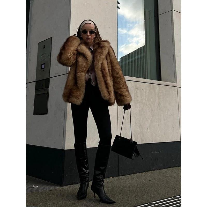 Street Fur Coat Short Women's Top Warm by GJG Denim