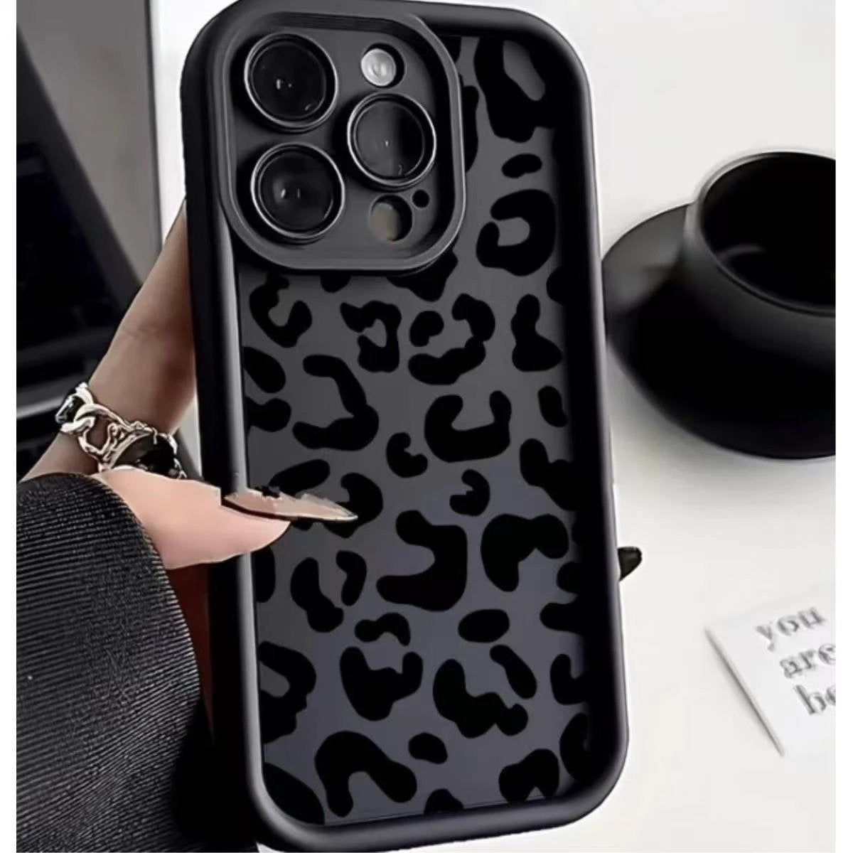 Black Leopard Print Phone Case New by GJG Denim