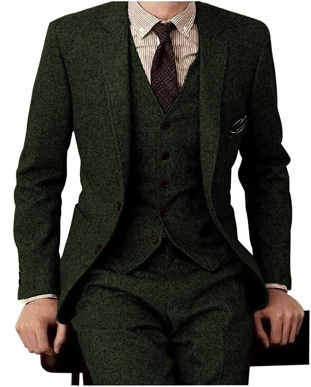 Men's Three-piece Wool Suit by GJG Denim